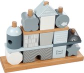 Label Label | Wooden stacking blocks | Stapelblokken Huisje | Blauw wit