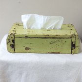 Otentic - Houten Tissue Box - Vintage - Baksteenmal - Groen