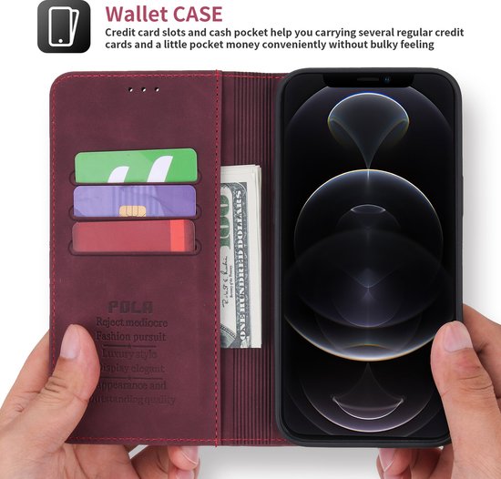 Apple de iPhone Apple iPhone 12 | iPhone 12 Pro | Bookcase en cuir de haute qualité | Porte-monnaie | Rouge