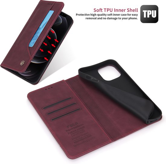 Apple de iPhone Apple iPhone 12 | iPhone 12 Pro | Bookcase en cuir de haute qualité | Porte-monnaie | Rouge