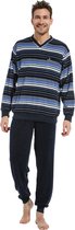 Heren pyjama badstof Robson 27212-706-2 blauw - Blauw - 3XL/58