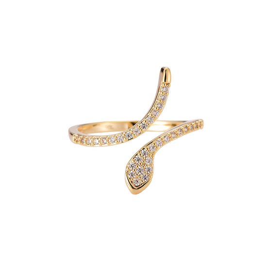 Ring Slang met diamanten - Dottilove - One size - 14K Goud Verguld