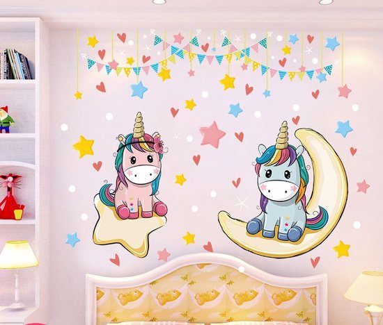 Muursticker Eenhoorn - Unicorn - Kinderkamer  - Muurdecoratie - Wandsticker - Sticker Voor Kinderen 60×90CM 3