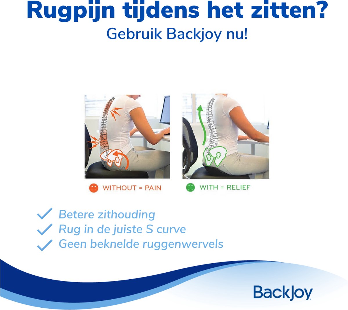 Backjoy SitSmart Posture Plus Roze - Rugsteun Zithouding Bureaustoel Auto - Rugpijn Onderrug - BackJoy