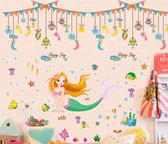 Muursticker Zeemeermin en sterren - - Kinderkamer  - Muurdecoratie - Wandsticker - Sticker Voor Kinderen 50×70CM*2
