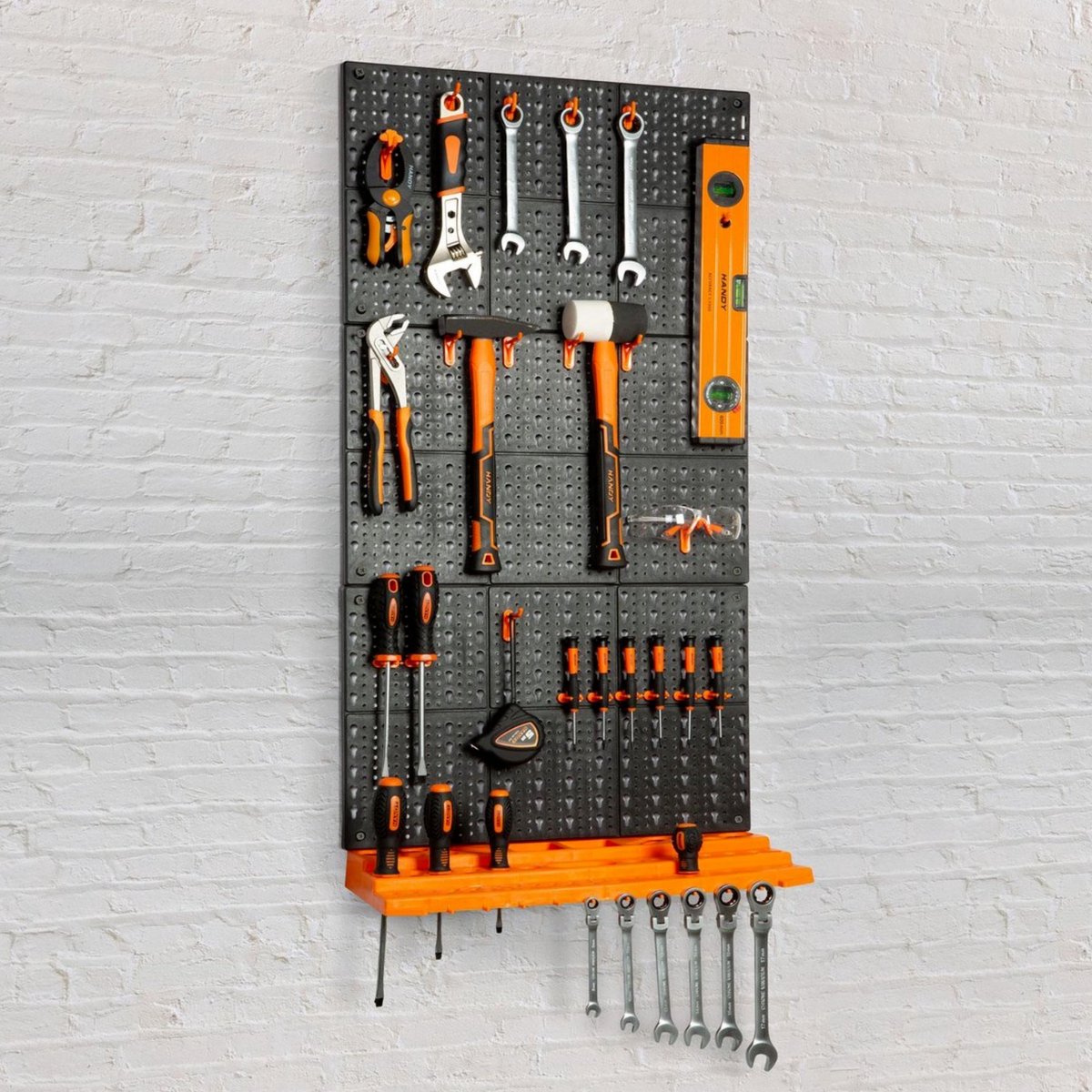 HANDY - Porte-outils mural pour Garage ou cabanon - 2 panneaux - Avec  accessoires ! 