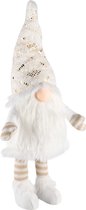 Bibberpop / pop / gnoom met LED licht in de neus - Wit / beige / goud - 14 x 11 x 40 cm hoog