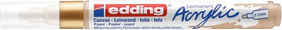 edding 5100 acrylmarker medium – goud – 1 acrylstift, watervast – medium ronde punt 2-3 mm – acrylverf voor schilderen op canvas, hobbypapier en hout – acrylstiften voor stenen
