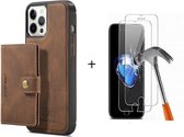 GSMNed – Hoogwaardig iPhone 11 Pro Bruin – Luxe Leren Pu Hoesje – iPhone 11 Pro Bruin – Design – Met magnetische portemonnee – Met Screenprotector