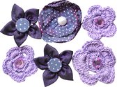 Creative elements fabric flowers petties x6 purple