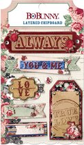 Hobbypapier - Scrapbooking - Bo Bunny love & lace layeRood chipboard