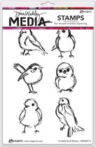 Ranger Dina Wakley media cling stamp scribbly small birdies