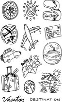Stempel - Clear stamps set -  Scrappy cat - 15x20cm - travel