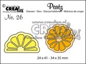 Crealies Partz snijmal - no.26 Citroen + sinaasappel plak