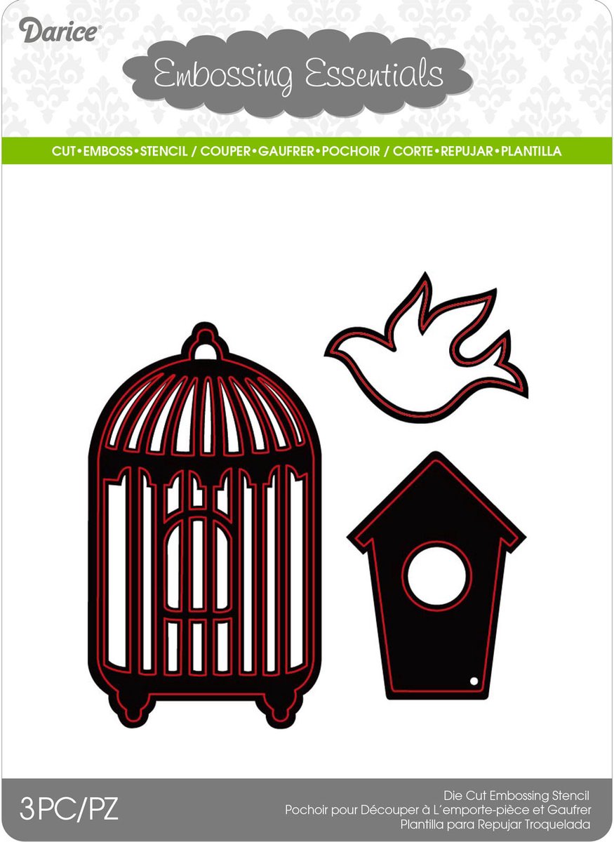 Afbeelding van product Die cut stencil birdhouses 52x90mm + 41x55mm + 45x34mm