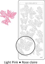 Vaessen Creative Sticker - 10x23cm - 10st - lichtroze 3D vlinders