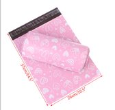 Verzendzak | Roze | Wit | Hartjes | 25 stuks | 26 x 37CM | Verzendzakken | Verzendzakken voor kleding/webshop | Verzendzakken plastic | Verzendenveloppen | Poly mailer | Koerierszakken | Coex