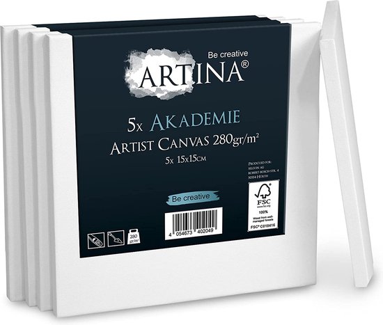 Artina 5-Set canvas in academie kwaliteit – Schildersdoek wit - canvas... | bol.com