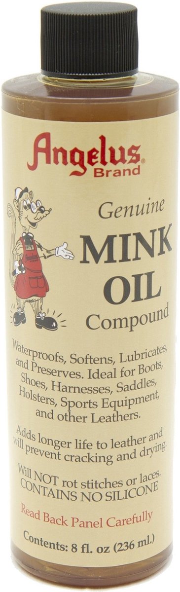 Angelus Mink Oil, Conditioner voor Leer, Suede, Nubuck, Vinyl, Plastic 236ml