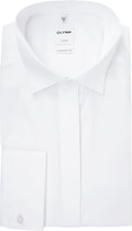 OLYMP Luxor comfort fit overhemd - smoking overhemd - wit - gladde stof met wing kraag - Strijkvrij - Boordmaat: 45