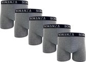 Bonanza boxershorts - 5 Pack - Katoen - Lichtgrijs - Maat M