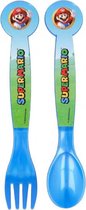 bestekset Super Mario jongens 22 cm blauw 2-delig