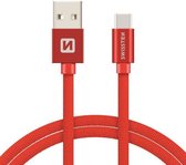 Swissten USB-C naar USB-A Kabel voor o.a. Samsung - 3M - Rood
