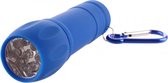 zaklamp met karabijnhaak aluminium 9,7 cm blauw