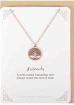 Something Different Ketting Rose Gold Friends Tree of Life Met kaart Roze
