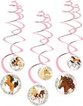spiraalslingers Beautiful Horses papier roze 6 stuks