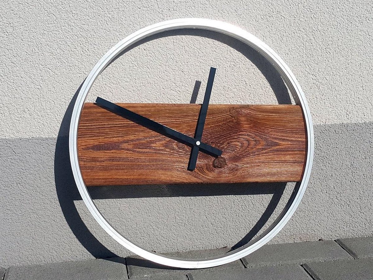 Retoo Wandklok van hout, 50 cm, modern, stille wandklokken, decoratie, geruisloze hangklok, voor woonkamer, keuken, kantoor, kinderkamer, zonder
