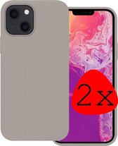 Hoes Geschikt voor iPhone 13 Hoesje Siliconen Back Cover Case - Hoesje Geschikt voor iPhone 13 Hoes Cover Hoesje - Grijs - 2 Stuks