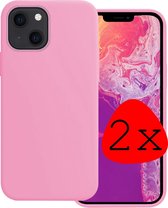 iPhone 13 Hoesje Silicone Case - iPhone 13 Case Licht Roze Siliconen Hoes - iPhone 13 Hoes Cover - Licht Roze - 2 Stuks