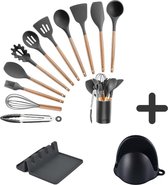 Cless - Kookgerei - Keukengerei Set – 14-delige set - Siliconen - Bamboe hout - BPA vrij