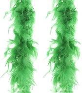 2x stuks carnaval verkleed veren Boa kleur groen 2 meter - Verkleedkleding accessoire