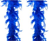 2x stuks carnaval verkleed veren Boa kleur blauw 2 meter - Verkleedkleding accessoire