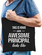 Awesome principal / geweldige directeur cadeau tas zwart voor dames en heren - schoolhoofd bedankje / verjaardag / beroep tas