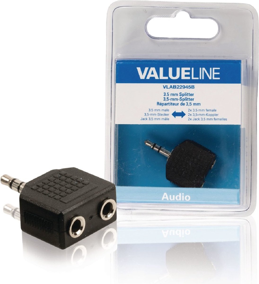 Valueline VLAB22945B Audio-splitter 3,5 mm Male - 2x Female Zwart
