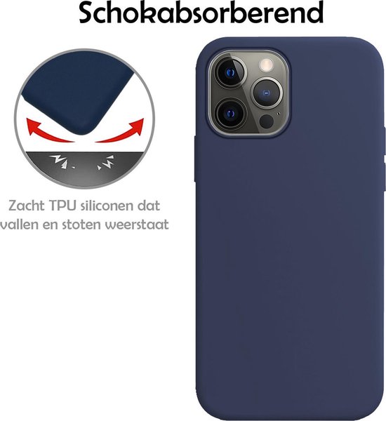 Hoesje - 2 Stuks - Geschikt voor Apple iPhone 13 Pro Max - Sterk & Shockproof - Case Siliconen - Back Cover - Telefoon Hoes - Telefoonhoesjes - Donkerblauw