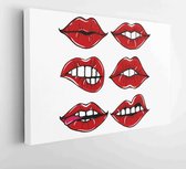 Canvas schilderij - Open female mouth with red lips isolated on a white background. -  Productnummer   406016083 - 40*30 Horizontal