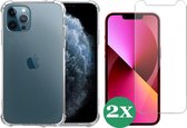 Hoesje geschikt voor iPhone 11 Pro Max siliconen transparant case - 2x Screen Protector