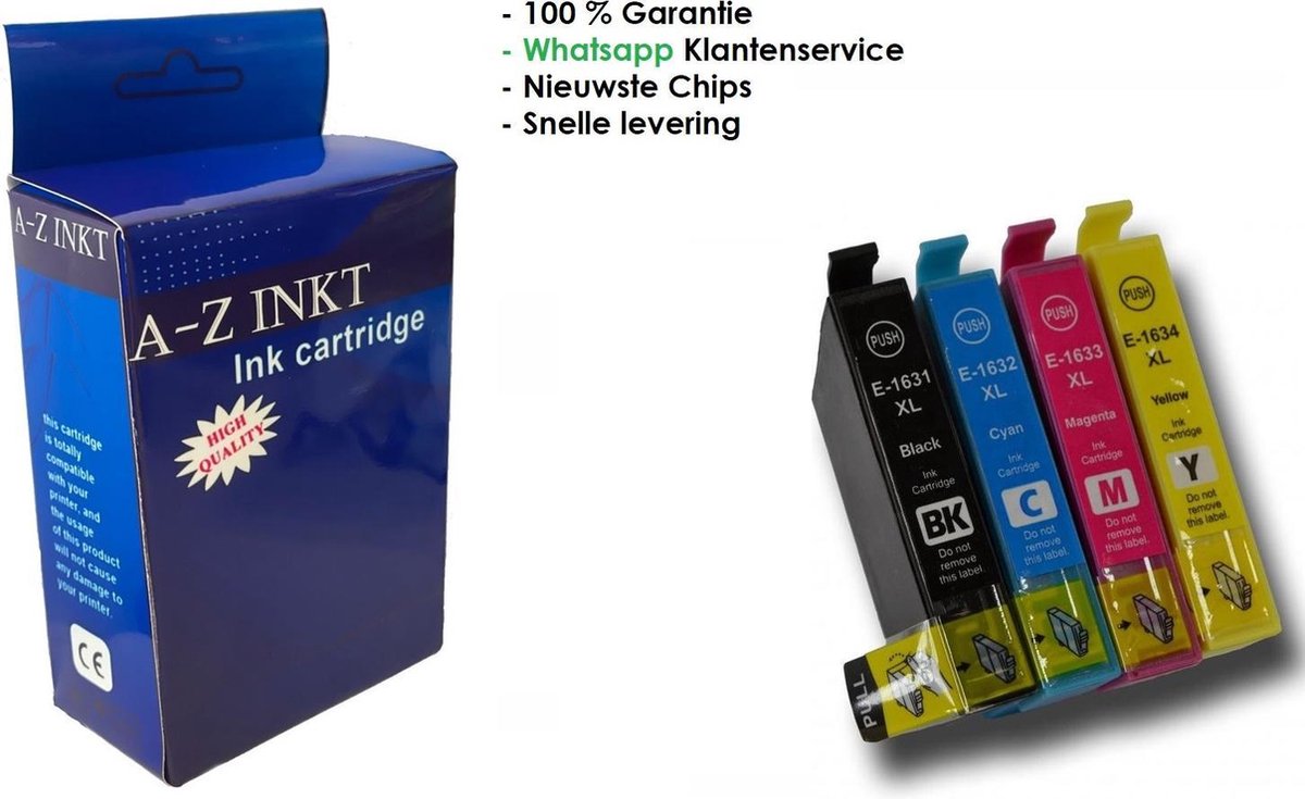 AtotZinkt Huismerk Epson 16XL Multipack van 4 XXL cartridges voor Epson Workforce 2010W, 2510WF, 2520NF, 2530WF, 2540WF, 2630WF, 2650WF, 2660WF, 2750DWF, 2760DWF