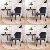 Giulia eetkamerstoel velvet - stoel - velours - zwart - set van 4