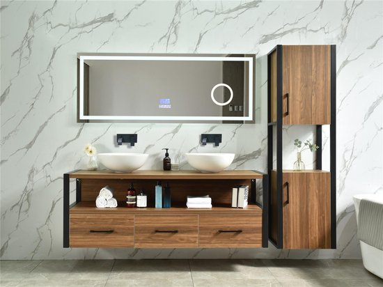 Meuble de salle de bain Excellent Wellness Modèle T02- 150 cm - Couleur  Chêne marron