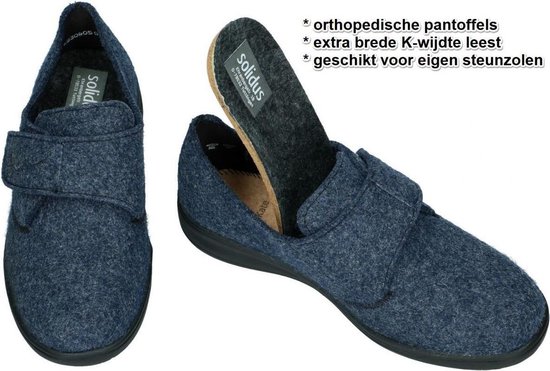 Solidus -Dames - blauw donker - pantoffels - maat 36.5