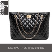 Lagloss Fashion Bag Tas Mode Zwart - Geborduurd Tasje - Type Lil Bag - Combi SchouderTas - Straatmode - 33x20x8 cm