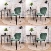 Giulia eetkamerstoel velvet - stoel - velours - donkergroen - set van 4