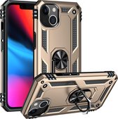Hoesje iPhone 13 Mini - Goud - Met magneet en standaard - Hard case - Shockproof