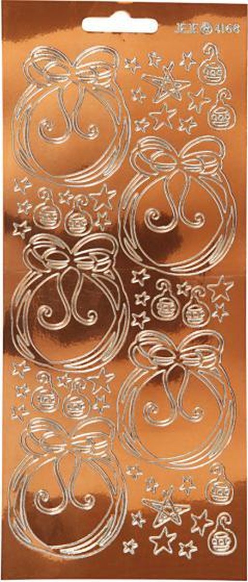 Afbeelding van product Creotime  foliestickers Kerstversiering 51 stuks brons