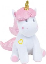 eenhoornknuffel meisjes 30 cm pluche wit/roze